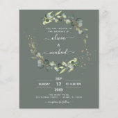 Budget Sage Groene Eucalyptus Bruiloft Uitnodiging (Voorkant)