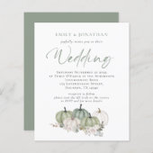 Budget Sage Pompoenen Bloemen QR Trouw Uitnodiging (Voorkant / Achterkant)