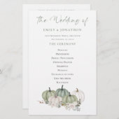 Budget Sage Pumpkins Cream Florals Wedding Program (Voorkant / Achterkant)