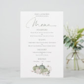 Budget Sage Pumpkins Herfst Florals Wedding Menu (Staand voorkant)