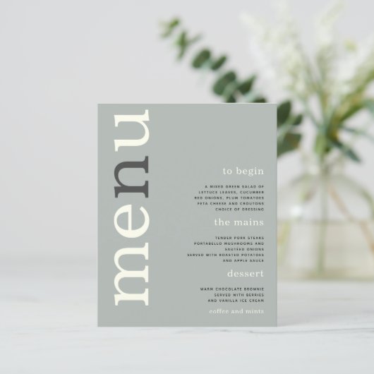 BUDGET Sage simple Iv Texte Mariage Menu (Debout devant)