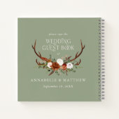 Budget sage vert floral mariage livre d'hôte rusti (Dos)