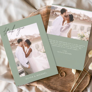 Budget Sage Vert Mariage Photo Merci Cartes