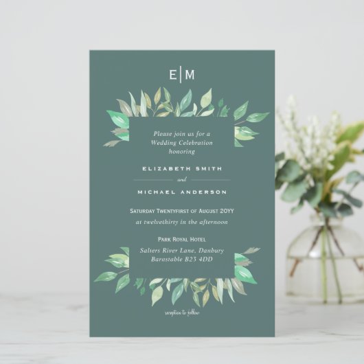 BUDGET Sage Vert verdure Feuilles Mariage Inviter (Debout devant)