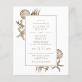 Budget Sandy Seashells Beach Wedding Invitation (Voorkant)