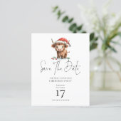 Budget Santa Highland Koe Christmas Save the Date (Staand voorkant)