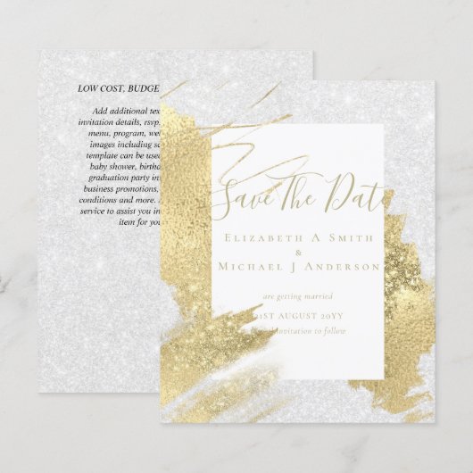 BUDGET SAVE DATES Look Abstrait Paillettes Feuille (Devant / Derrière)