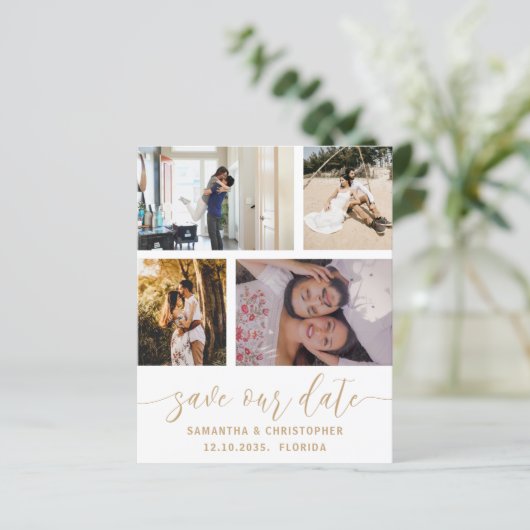 Budget Save Our Date Photo Gold Script Invision (Staand voorkant)