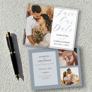 Budget Save Our Date Stofblauw Foto Huwelijk