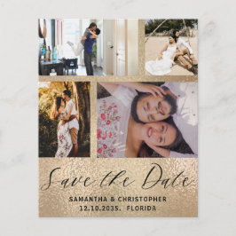 Budget Save the Date 4 Photo Gold Invitation