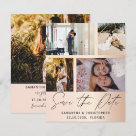 Budget Save the Date 4 Photo Roos Gold Invitation