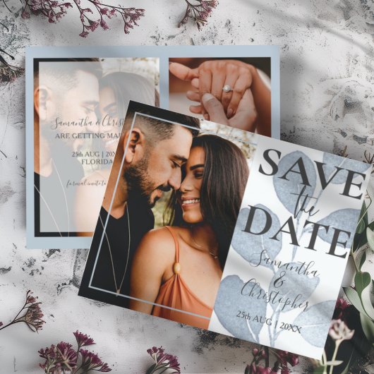 Budget Save the Date Eucalyptus Photo Weddenschap