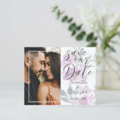Budget Save the Date Pink Floral Photo Wedding (Staand voorkant)