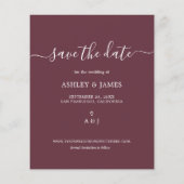 Budget Save the Date Script Burgundy Photo Flyer (Achterkant)