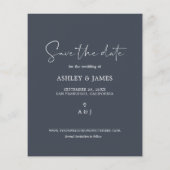 Budget Save the Date Script Donkerblauwe Foto Flye Flyer (Achterkant)