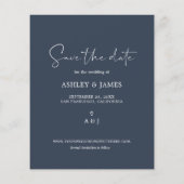 Budget Save the Date Script Donkerblauwe foto Flyer (Achterkant)