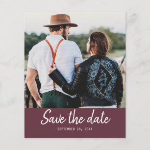 Budget Save the Date Script Foto Bordeauxrood Flyer