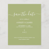 Budget Save the Date Script Leaf Groen Foto Flyer (Achterkant)