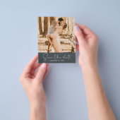 Budget Save the Date Script Off-Zwart Foto Flyer (Hand)