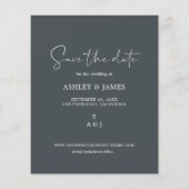 Budget Save the Date Script Off-Zwart Foto Flyer (Achterkant)