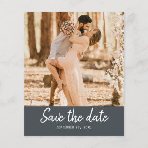 Budget Save the Date Script Off-Zwarte Foto Flyer