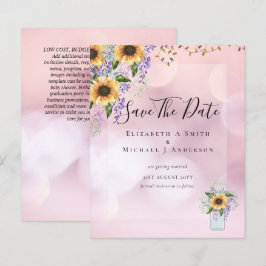 BUDGET SAVE THE DATES Landelijke Zonnebloemen Paar
