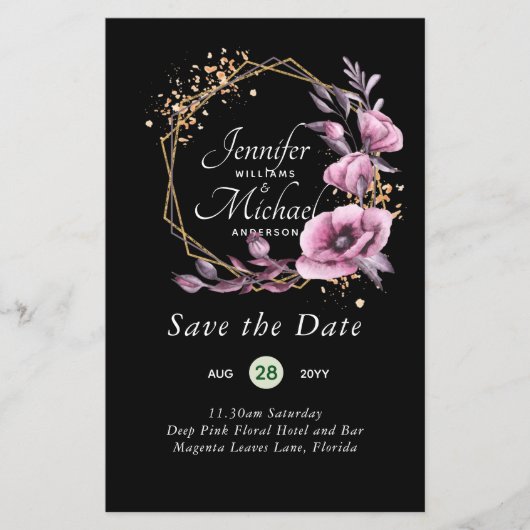 BUDGET Save The Dates Magenta Bloemenkrans (Voorkant)