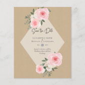 BUDGET SAVE THE DATES - Roze Witte Rozen (Voorkant)