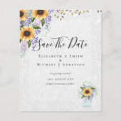 BUDGET SAVE THE DATES Rustieke Zonnebloemen Paars (Voorkant)