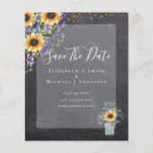 BUDGET SAVE THE DATES Rustieke Zonnebloemen Paars (Voorkant)