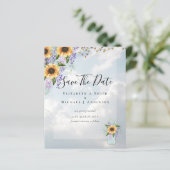 BUDGET SAVE THE DATES Rustieke Zonnebloemen Paars (Staand voorkant)