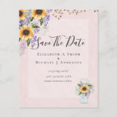 BUDGET SAVE THE DATES Rustieke Zonnebloemen Paars (Voorkant)