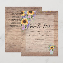 BUDGET SAVE THE DATES Rustieke Zonnebloemen Paars
