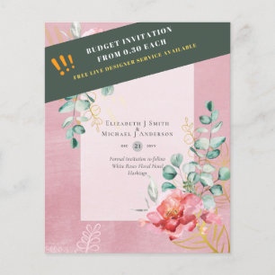 BUDGET SAVE-THE-DATUMS - Witte Rozen Bloemstuk Flyer