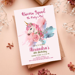 Budget Schattigee eenhoorn regenboog verjaardagsfe Flyer