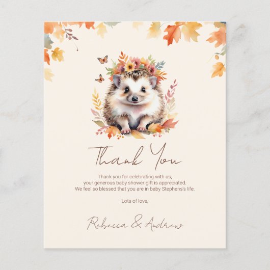 Budget Schattigee Hedgehog Herfst Baby shower Beda (Voorkant)