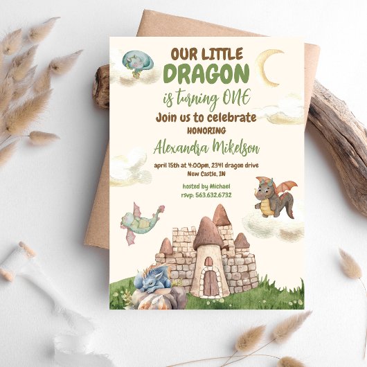 Budget Schattigee Waterverf Dragon Baby 1e Verjaar