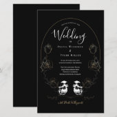 Budget Schedel Bloem Zwart Gotisch Huwelijk (Voorkant / Achterkant)