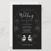 Budget Schedel Bloem Zwart Gotisch Huwelijk (Voorkant)