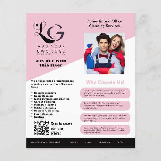 ⭐️BUDGET Schoonmaakdiensten DIY-sjabloon Blush Roz Flyer (Voorkant)