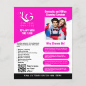 ⭐️BUDGET Schoonmaakdiensten DIY-sjabloon ROZE ZWAR Flyer (Voorkant)