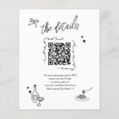 BUDGET Scribble Doodle QR Code Bruiloft uitnodigin (Achterkant)