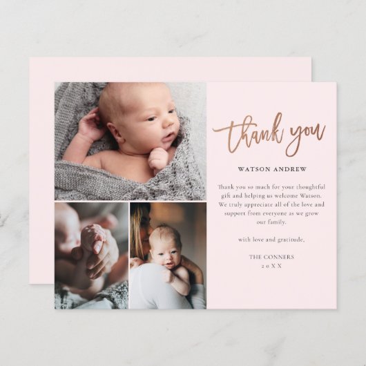 Budget Script 3 Photo Carte de remerciements bébé (Devant / Derrière)
