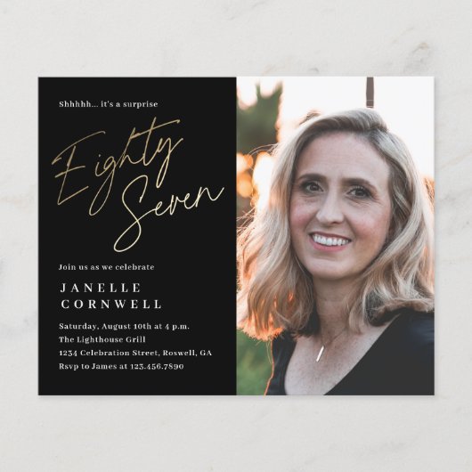 Budget Script Black Gold 87th Birthday (Voorkant)