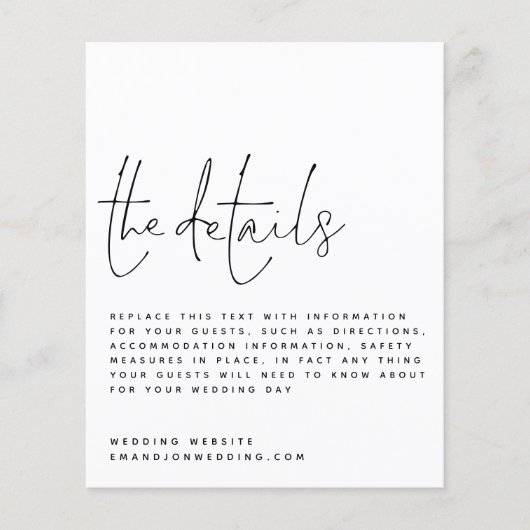 Budget Script Black White Wedding Details Encl (Voorkant)