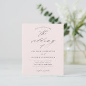 Budget Script Blush Roze Trouw Uitnodiging (Staand voorkant)