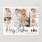 Budget Script Denne 5 Foto Collage Kerstkaart (Voorkant)