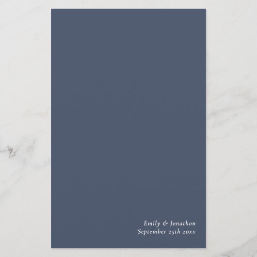 Budget Script Dusty Marine Blue Mariage Menu (Dos)