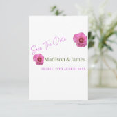 Budget Script Floral Sla de datum uitnodiging op (Staand voorkant)