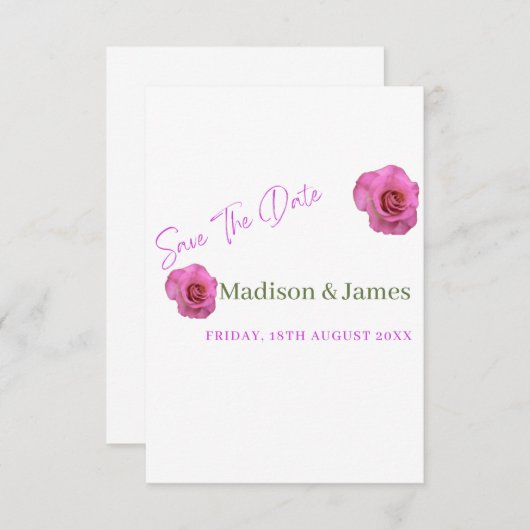 Budget Script Floral Sla de datum uitnodiging op (Voorkant / Achterkant)